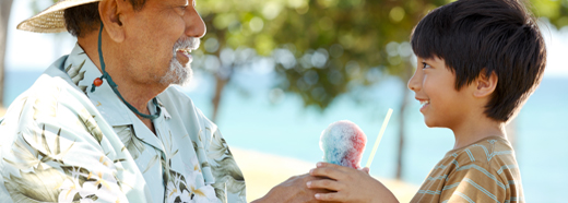 man and boy with ice cream