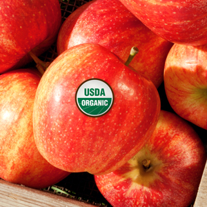 Apples with USDA organic label