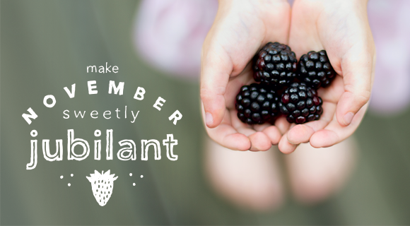 Women holding blackberries with text on image 
